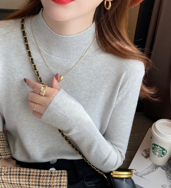 トップス ニットソー セーター 袖あり 長袖 萌袖 ハイネック タイト 細身 ストレート 伸縮性 かわいい 可愛い きれいめ シンプル カジュアル 上品 おしゃれ お洒落 可愛い 5,363円