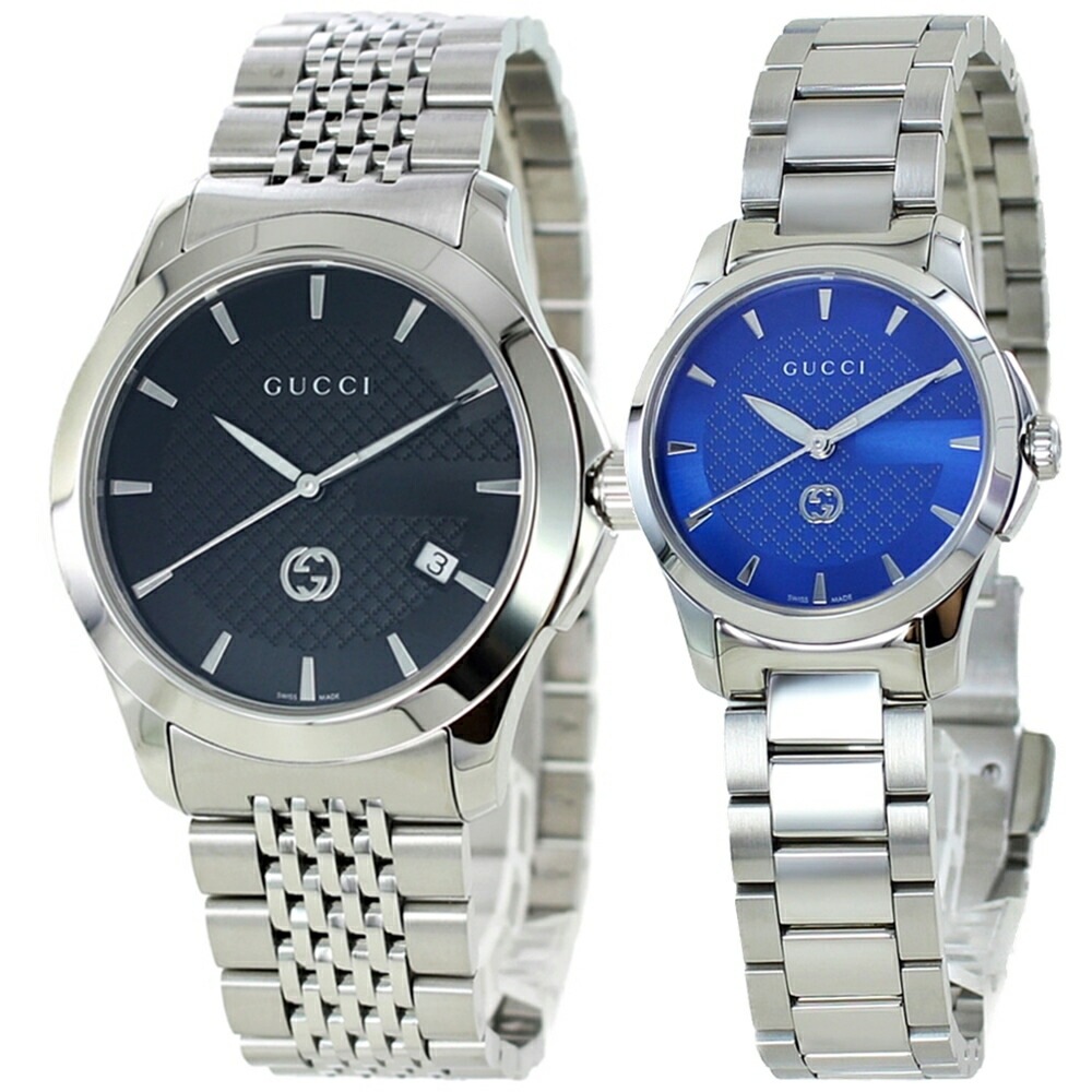 ペアウォッチ グッチ ペア 腕時計 手表 婚約 結婚 記念日 両親 プレゼント 高級時計 GUCCI Gタイムレス メンズ レディース お揃い カップル ペアギフト ブラック ブルー ブレスレットウォ