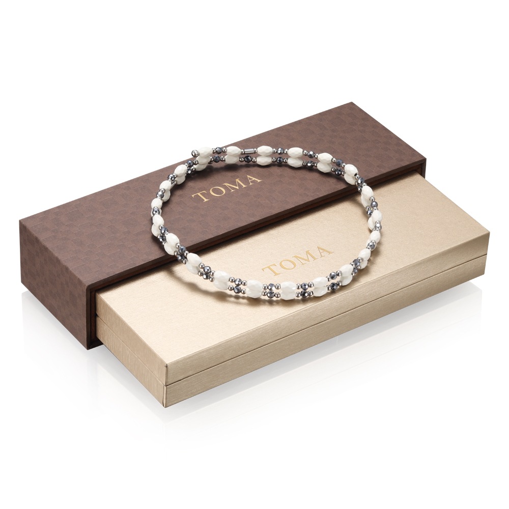 TOMA30MF　WS(ホワイト・シルバー)ヘマタイト磁気ネックレス/ブレスレット/アンクレット　保証書付き 43,560円