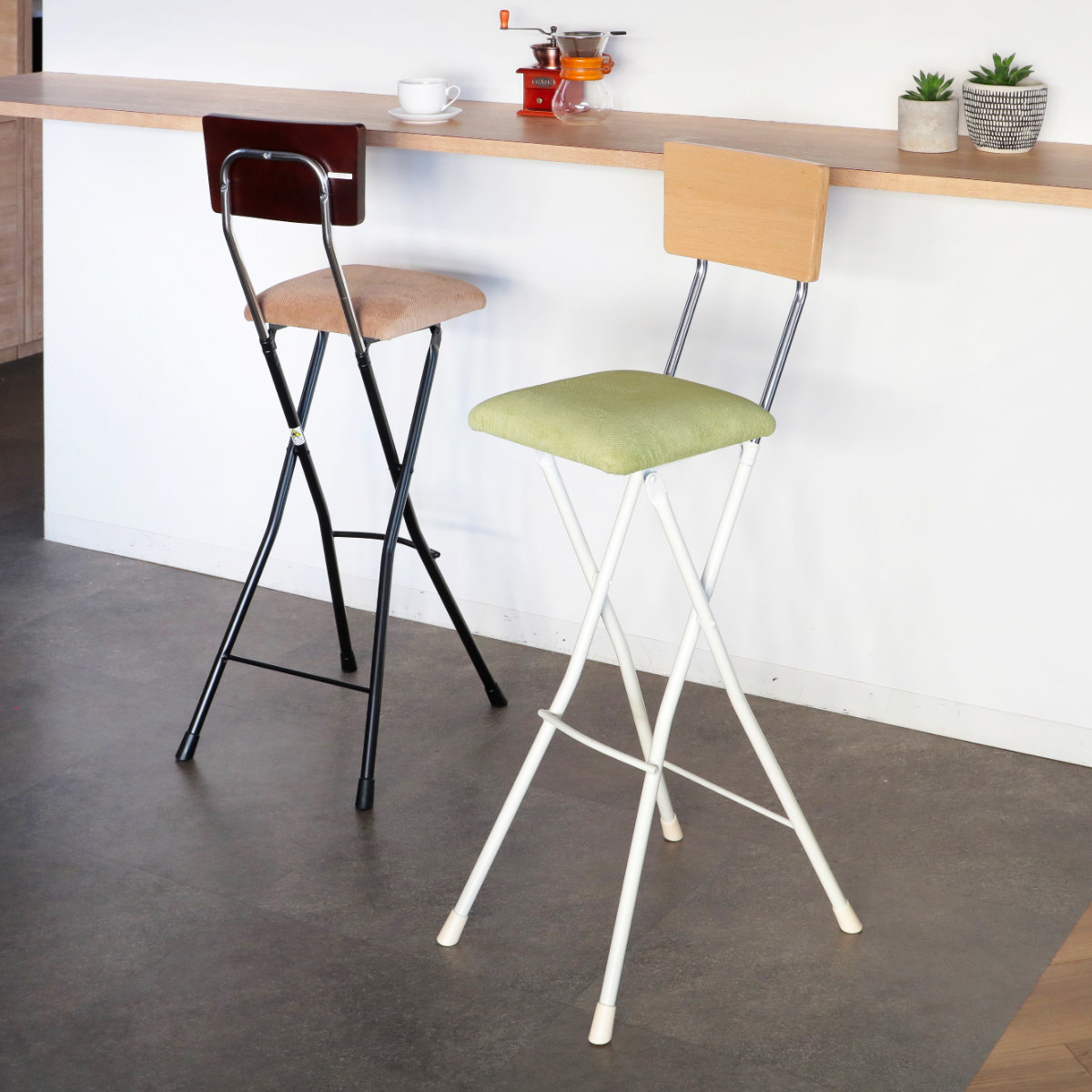 折りたたみ椅子 ハイタイプ 座面高75cm 背もたれ付 アッシュウッドチェア キッチン ダイニング チェア バーチェア カウンターチェア 日本製 北欧 モダン カフェ風 シンプル おしゃれ
