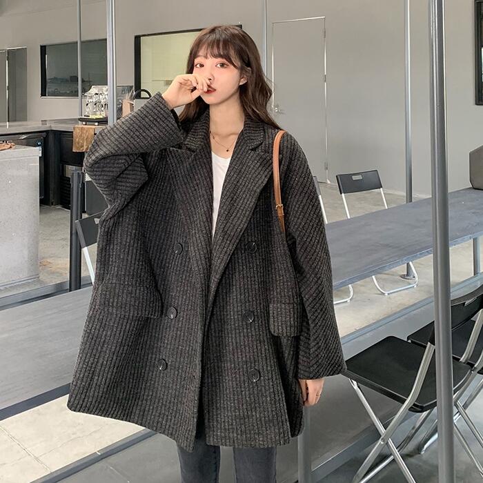 アウター ジャケット コート テーラード 羽織り レディース 大人 可愛い エレガント きれいめ カジュアル フェミニン オーバーサイズ ゆったり ビッグシルエット シンプル 楽ちん グレー ブラック