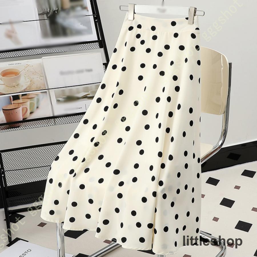 【NEWカラー追加】ドット柄 フレアスカート 可愛い 夏 Aライン スカート レディース ハイウエスト 細見え Aライン 着痩せ 美尻 ツルツル 滑らか OL 普段着 旅行 リゾート