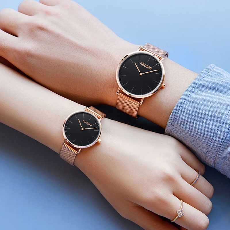 プラチナブランドのカップル腕時計男女ペアの薄い腕時計防水石英対時計バレンタインデープレゼント腕時計