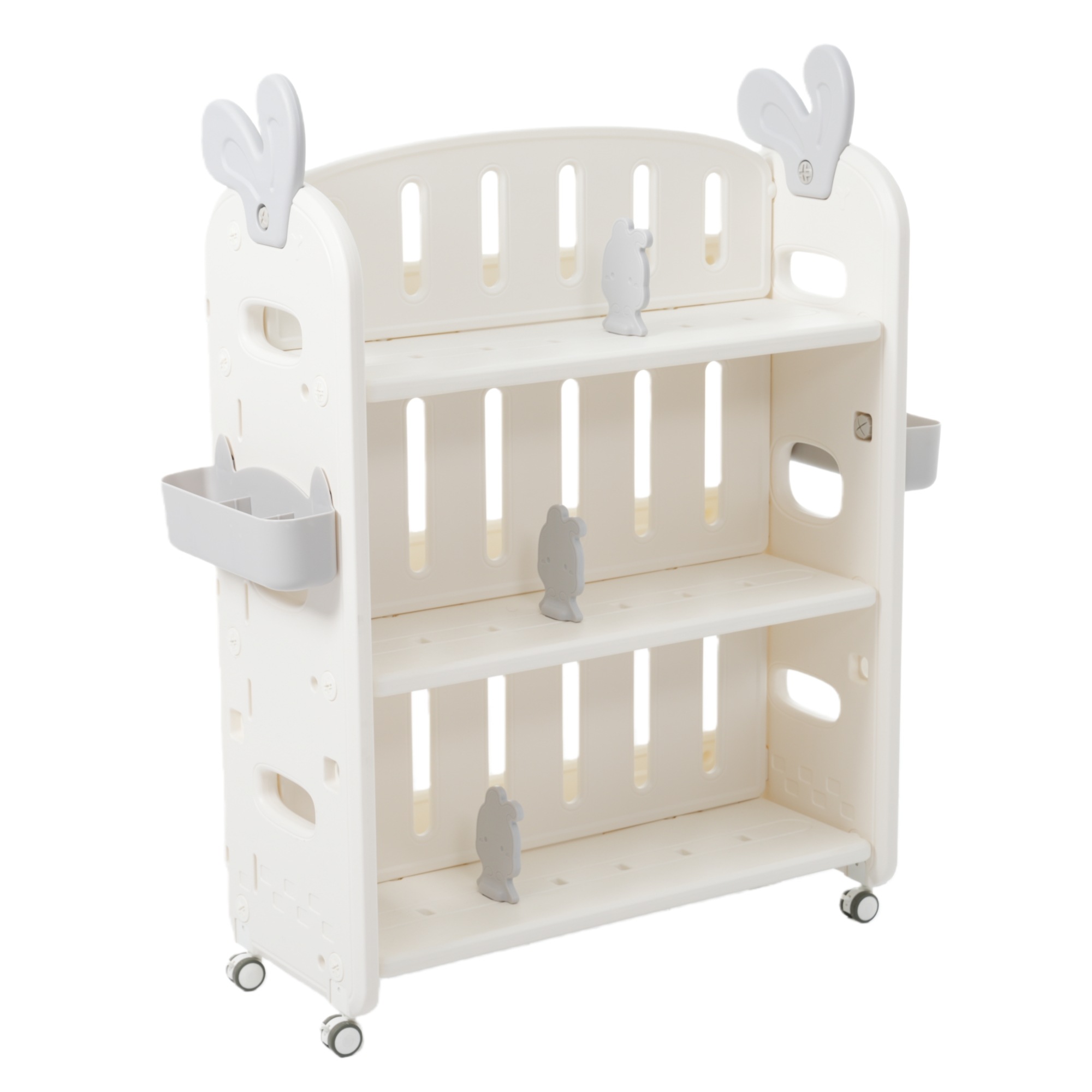 【国内発送】160両面使える 絵本棚 おもちゃ収納 本立て ブックシェルフ 子ども キッズ おもちゃラック 360度キャスター お片付け習慣 HDPE 安全 保育園