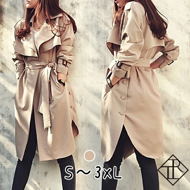 【即納】トレンチコート レディース ロング トレンチコート ロング丈 コート アウター 大きいサイズ 秋 ライトアウター フォーマル ロング ミディアム ジャケット 美シルエット 大人可愛い おしゃれ