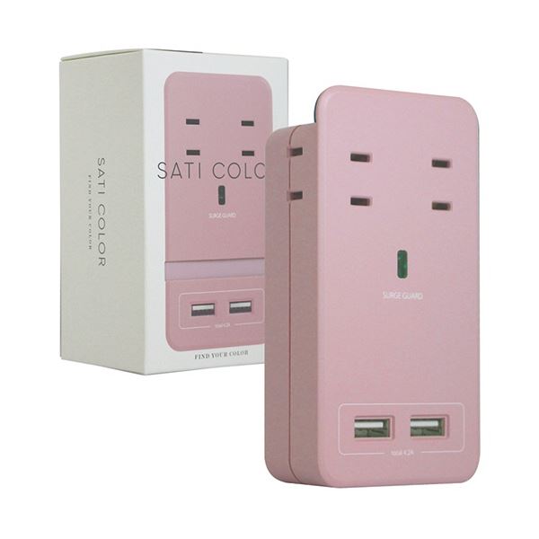SATI COLOR電源タップ AC4個口+USB2ポート ピンク CT221PK 1個
