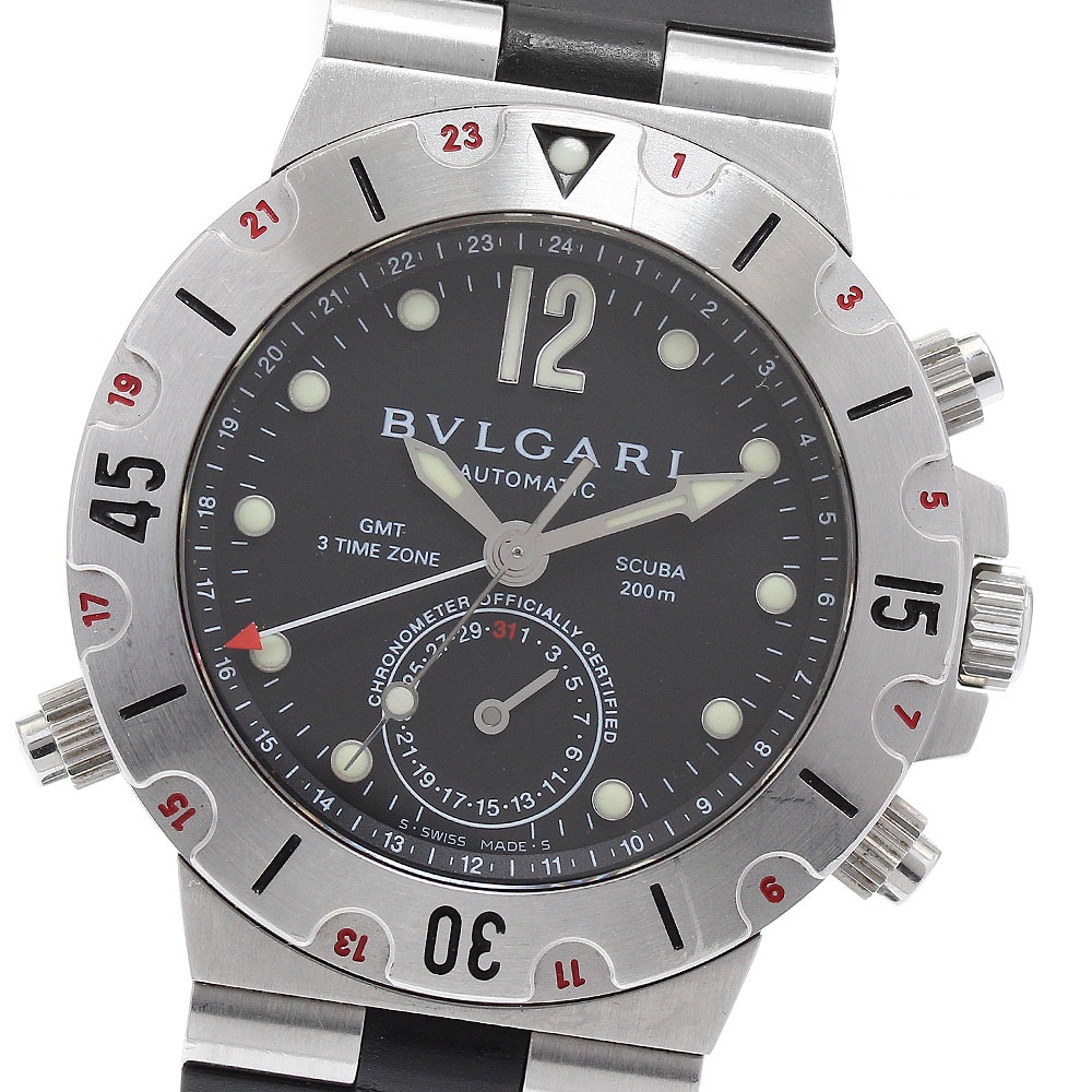 ベルト訳あり ブルガリ BVLGARI SD38SGMT ディアゴノ スクーバ GMT デイト 自動巻き メンズ _890779【中古】