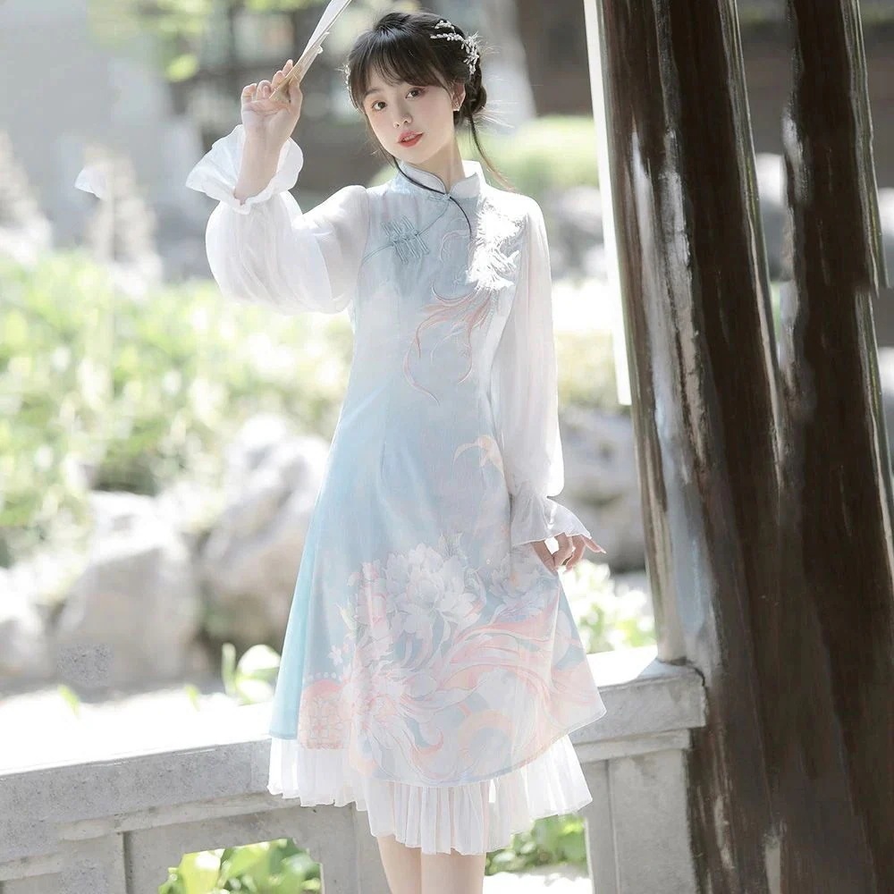 チャイナハン要素改良漢服女装秋のレトロデイリーショールドレス2024年ハロウィンクリスマスパーティー仮装30%までに制限
