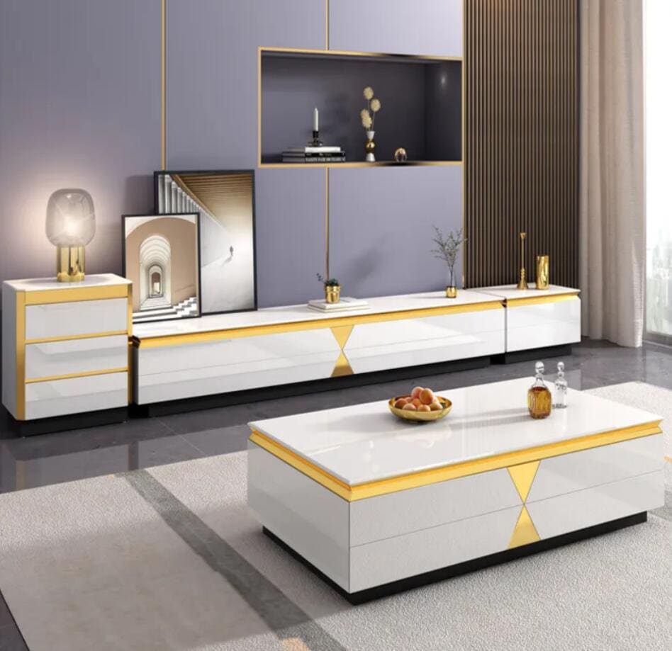 リビングルーム家具セットコーヒーテーブル引き出し付きモダン高級ガラスコーヒーテーブルテレビ高級コーヒーテーブルテレビキャビネットの組み合わせシンプルでモダン家庭のリビングルーム岩板フロアキャビネット