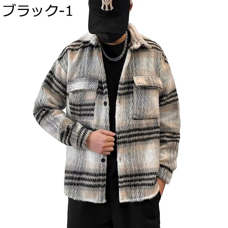 チェック柄シャツ カジュアルシャツ フード付きシャツ メンズ シャツジャケット 厚手 暖かい 保温 防寒 レトロ カジュアル スポーツ アウトドア オーバーサイズ