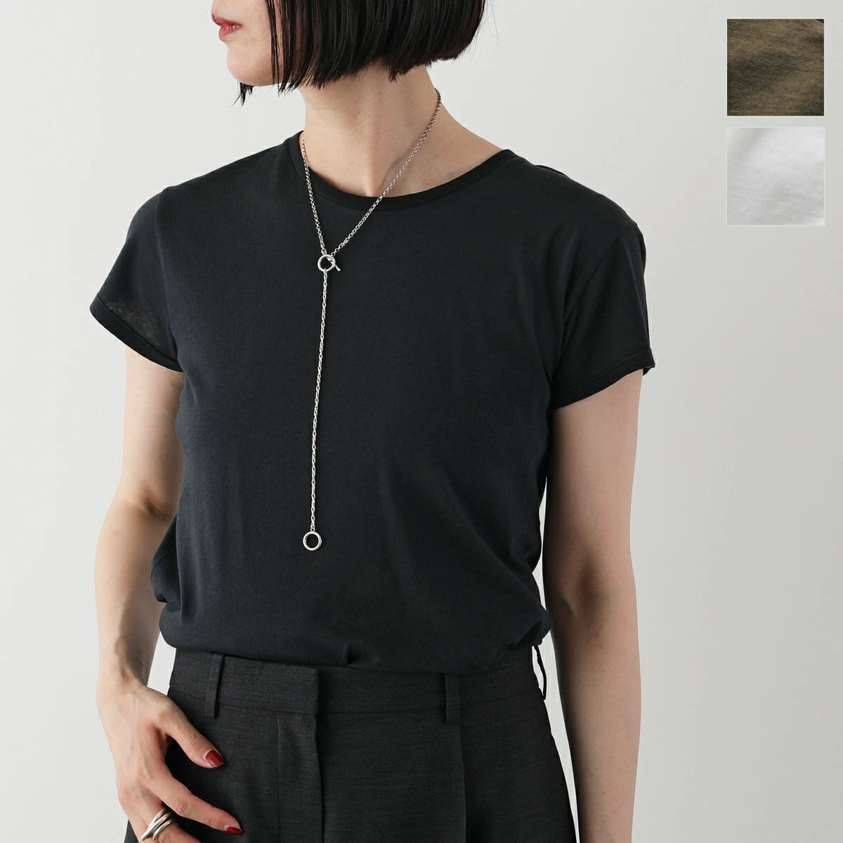 THE ROW ザ・ロウ Tシャツ TORI TOP 7937 K569 レディース 半袖 カットソー 無地 クルーネック コットン ストレッチ カラー3色