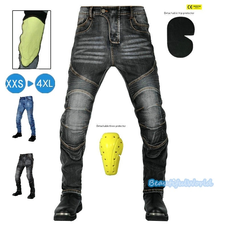 バイクパンツ メンズ ライダーパンツ バイクウェア オートバイ プロテクター付き ジーンズ デニム 転倒防護 膝当て 耐久 耐衝撃 膝パッド レーシングパンツ/24mtckz36