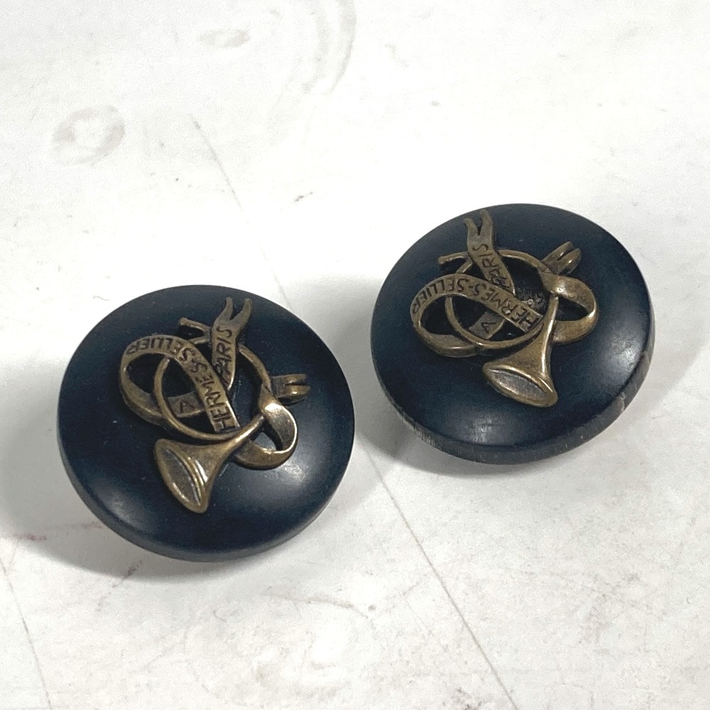 イヤリング ラッパ アクセサリー ウッド ブラック