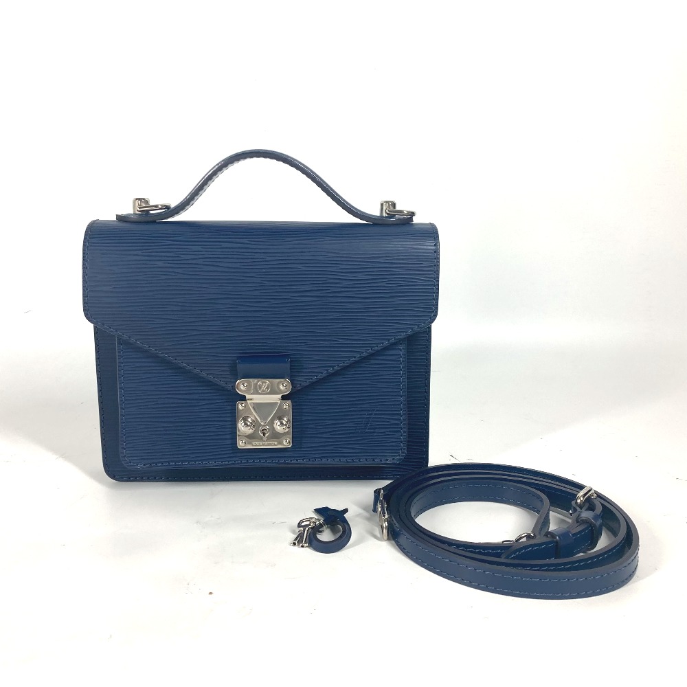 ハンドバッグ M40976 モンソーBB エピ 2WAYバッグ ショルダーバッグ 斜め掛け エピレザー サフィール ネイビー