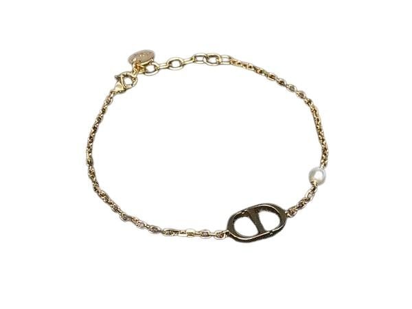 ブレスレット CDロゴ パール ブレスレット メタル ゴールド系 バングル アクセサリー 小物 誕生日プレゼント 記念日 ブランド ギフト 女性 彼女【本物保証】