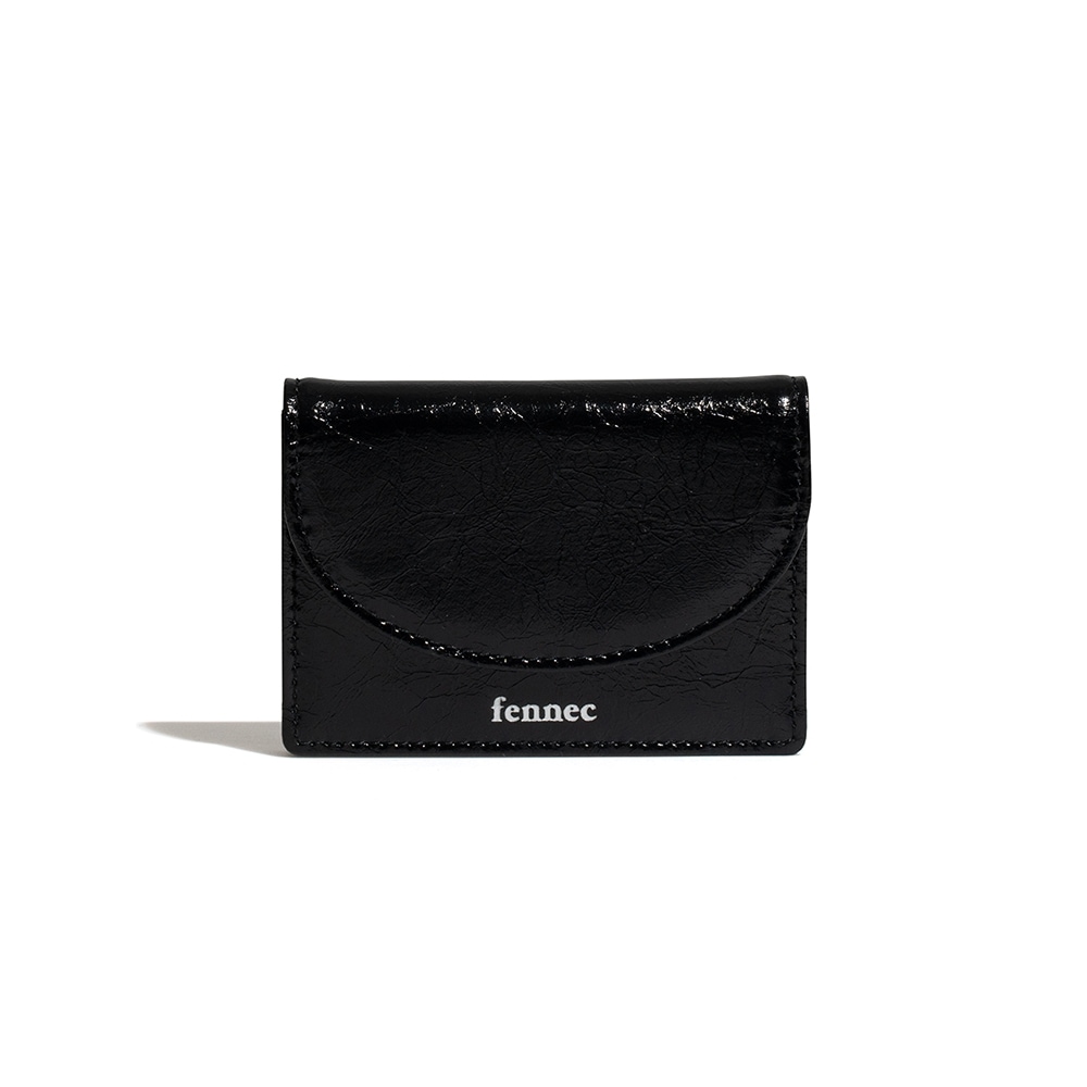 フェネック クリンクル ハーフムーン アコーディオン ポケット - ブラック