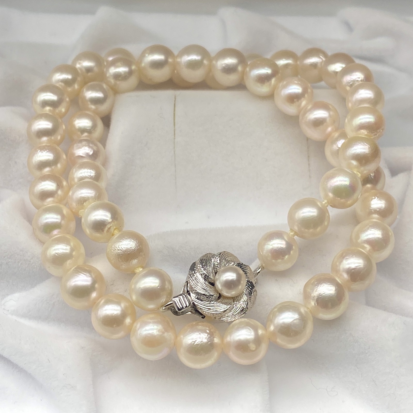 美品 照り強 アコヤ真珠 あこや ネックレス Necklace パール Pearl 本真珠 ジュエリー Jewelry テリ てり ピンク 約36cm 6.5mm-7.0mm 24.0g シルバー金具