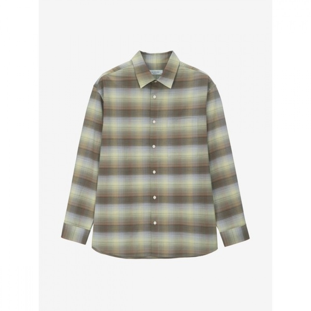 [マインドブリッジ] グラデーションチェックオーバーフィットシャツ