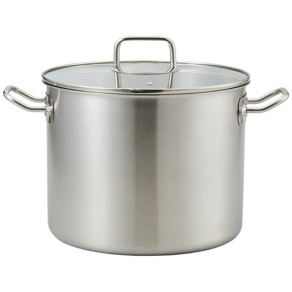 ND-6347 寸胴鍋 26cm サテン エコーズ 軽い 見える ステンレス ガラス蓋付 IH対応