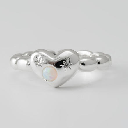 (シルバー925) オパール ハート リング 指輪／Ring／Opal