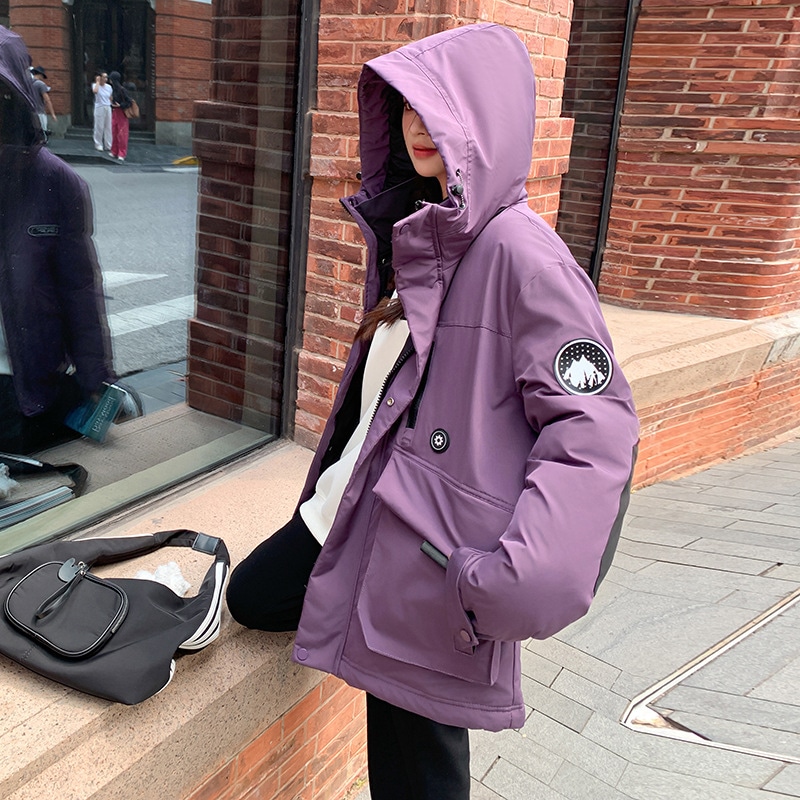 ジャケットダウンコットンコート女性用冬用コート新しいパッチ作業服厚手コットンジャケットジャケットバッチダウンジャケット・コート