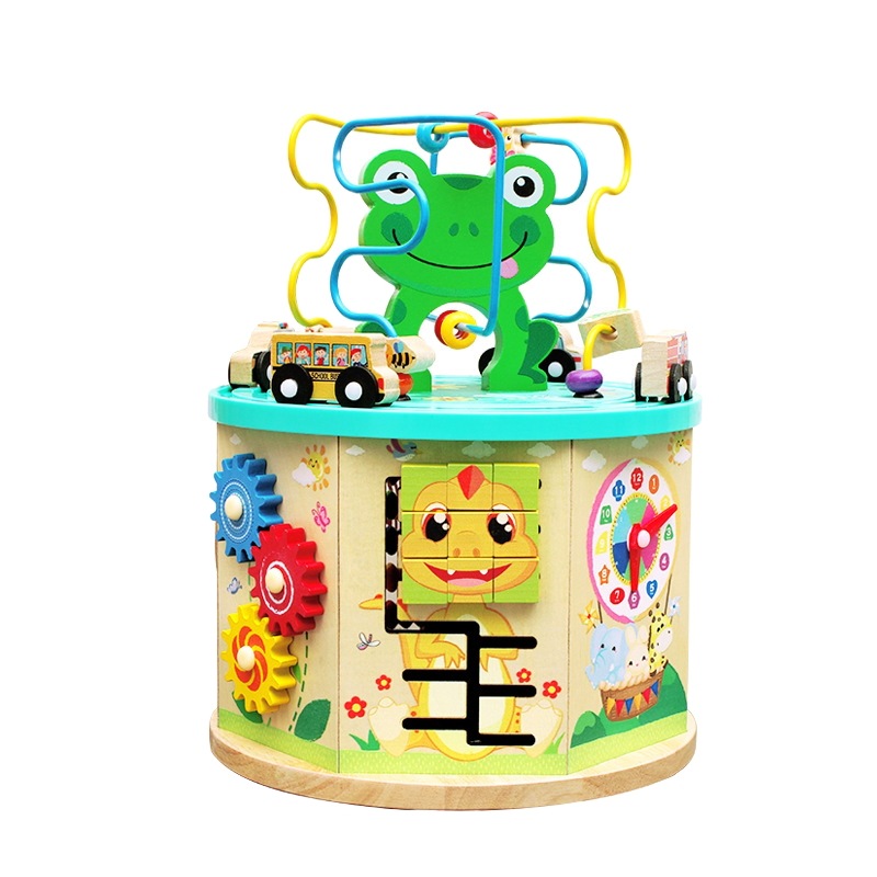 木製の7面大型動物ビーズビーズ子供教育早期教育多機能宝箱おもちゃ