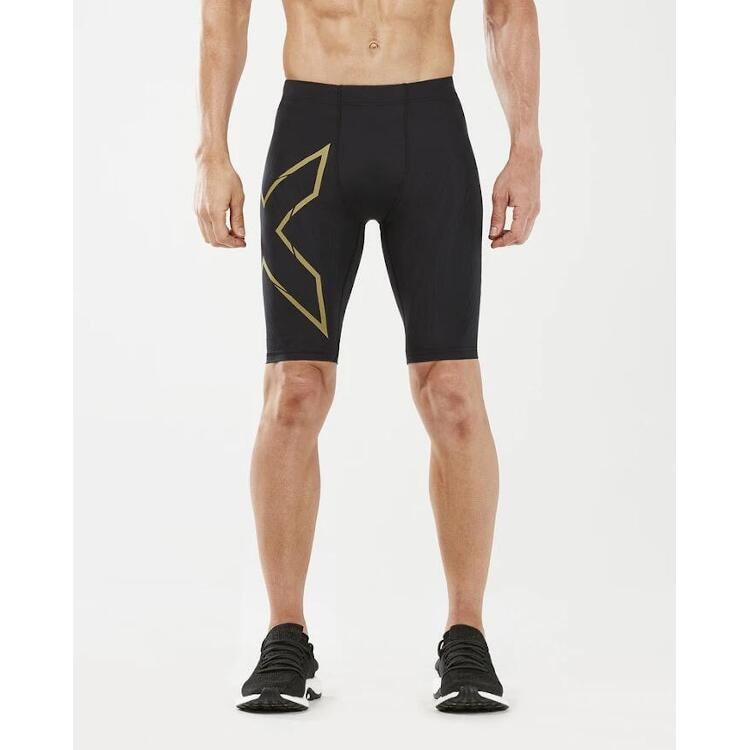 2XU MCS ラン コンプレッション ショートタイツ（メンズ） M ブラック×ゴールドリフレクティブ #MA5331B-BLKGRF