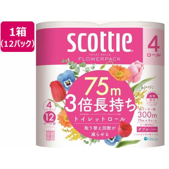 スコッティ フラワーパック 3倍長持ち ダブル 75m 4ロール×12P クレシア 22738 5,650円