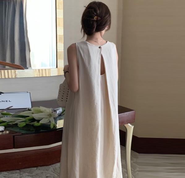 キャミワンピ ゆったりとやせて見えるロングワンピースフレンチシックノースリーブタンクトップワンピース女夏の新作高級感冷淡風ロングスカート