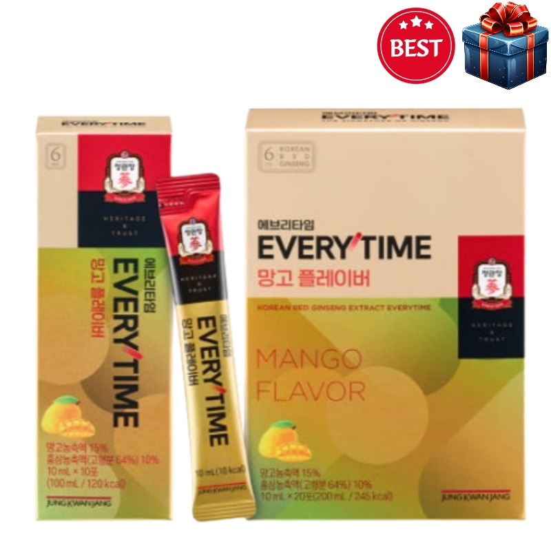 [メガポ企画セット] エブリタイムマンゴーフレーバー 10ml*20包 正規品 紅参エキスお盆休み 韓国食品 健康食品 免疫力 体力補強 活力 エネルギー 個包装 スティック 簡便 携帯用 韓国健康