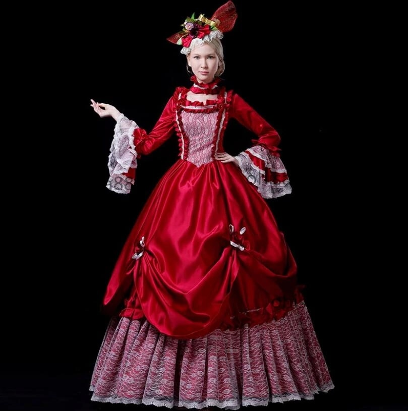 ここで決まり貴婦人ドレス ヨーロッパ風ドレス オペラ声楽 演劇 ステージ衣装 高級感 パーティードレス 文化祭 学園祭 お姫様ワンピース 可愛い 宮廷ドレス フレア袖 華やか プリンセスドレス 中世貴