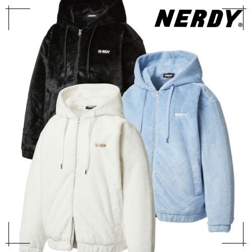 NERDY 公式正規品 フード トレーナー Eco fur hoodie zip-up (24FW)