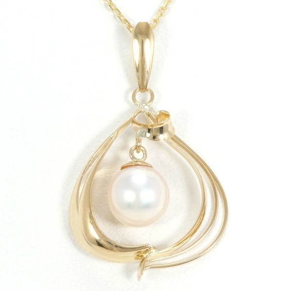 K18 YG イエローゴールド ネックレス パール(真珠) 約40cm ジュエリー 中古