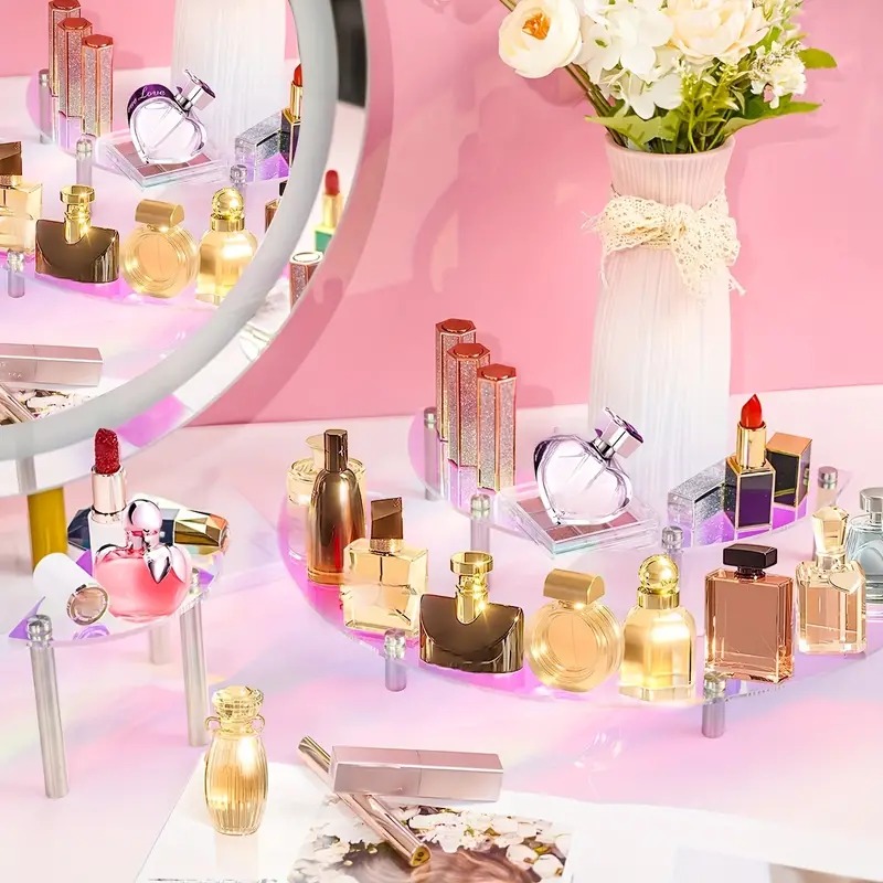 ディスプレイスタンド アクリル 3層 カラフル オーロラ 虹色 お洒落 ディスプレイ 可愛い ハーフムーン型 デザートスタンド スタンド 4-5