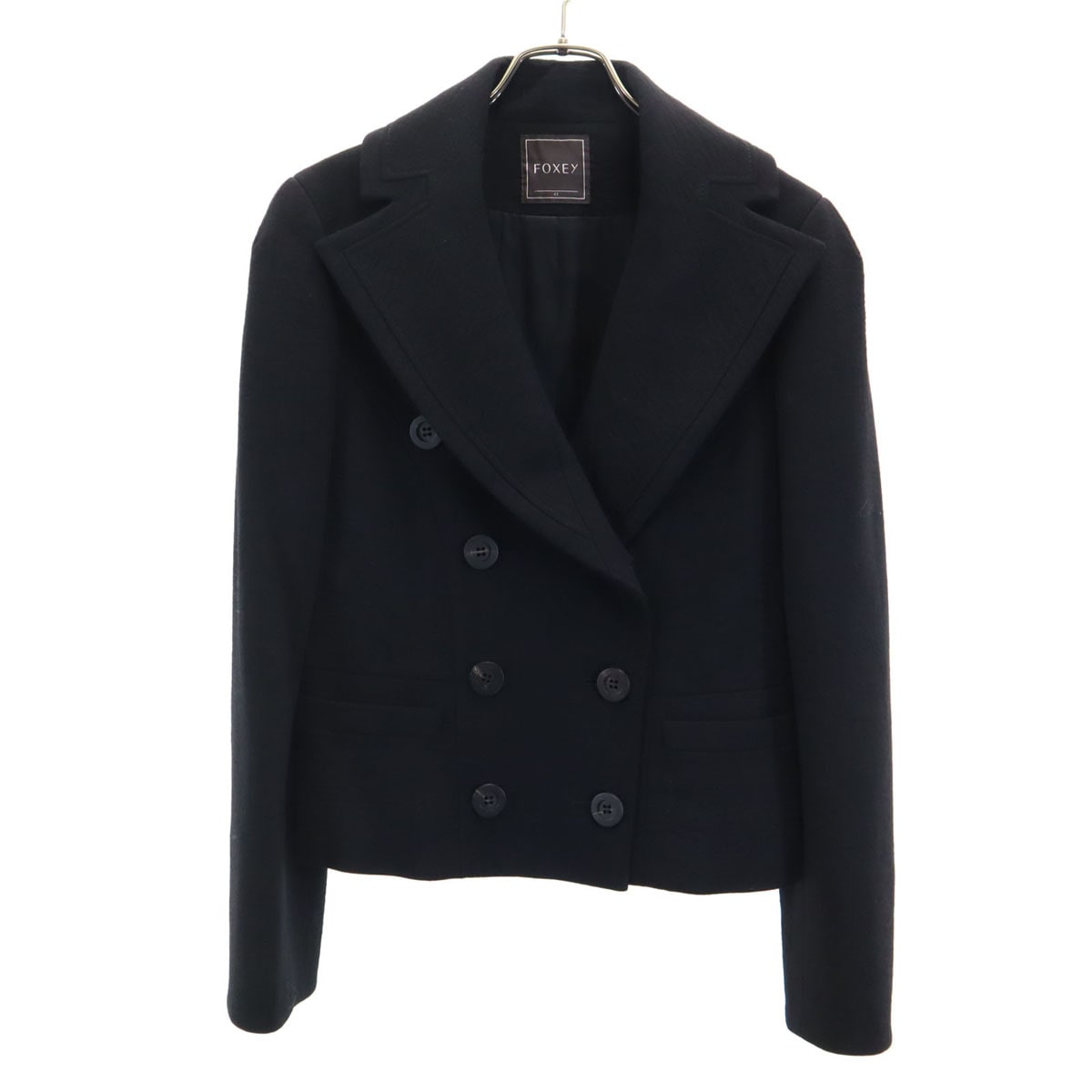 日本製 ダブル テーラードジャケット 42 ブラック レディース 古着