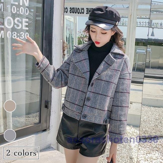ピーコート レディース チェスターコート チェック柄 Pコート レトロ アウター 秋冬 ジャケット