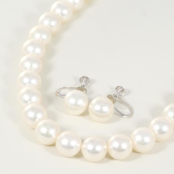 K18 18金 WG シルバー イヤリング ネックレス 2点セット パール 鑑別書 中古