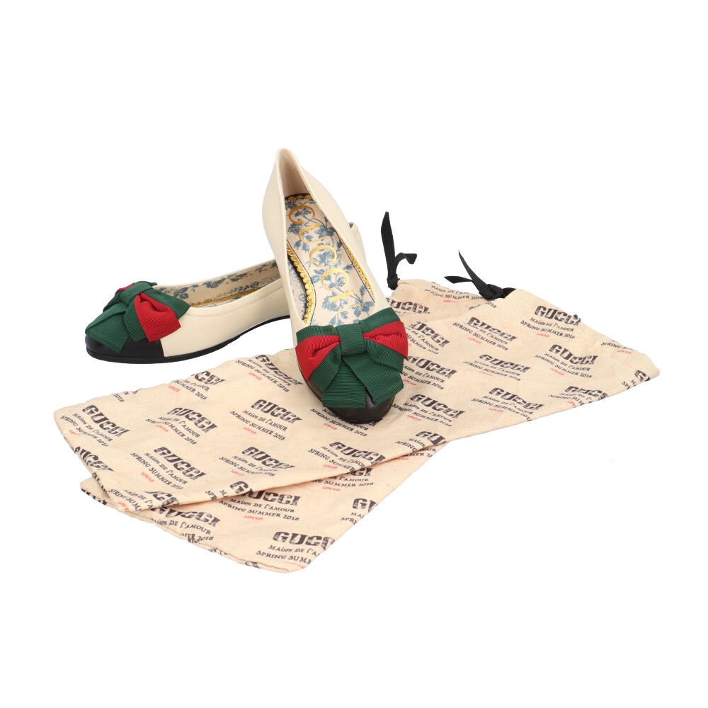 グッチ フラットパンプス ウェブリボン パンプス レザー 512464 GUCCI 中古