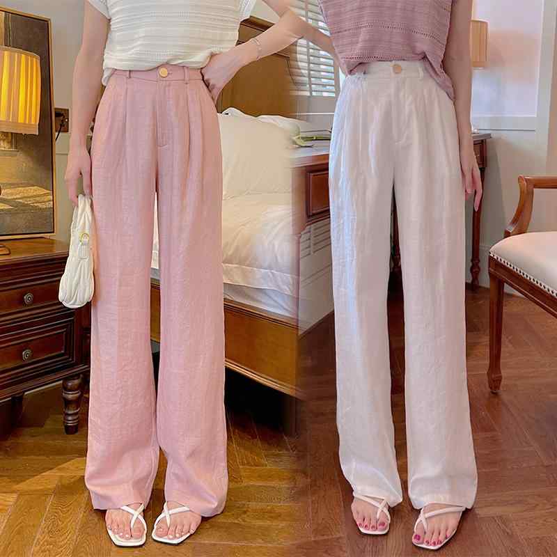 レディース ファッション おしゃれ テンセル ワイドレッグ パンツ 夏 薄手 涼しい リネン ストレート パンツ ひんやり 涼しい 快適 ドレープ パンツ 防蚊 パンツ