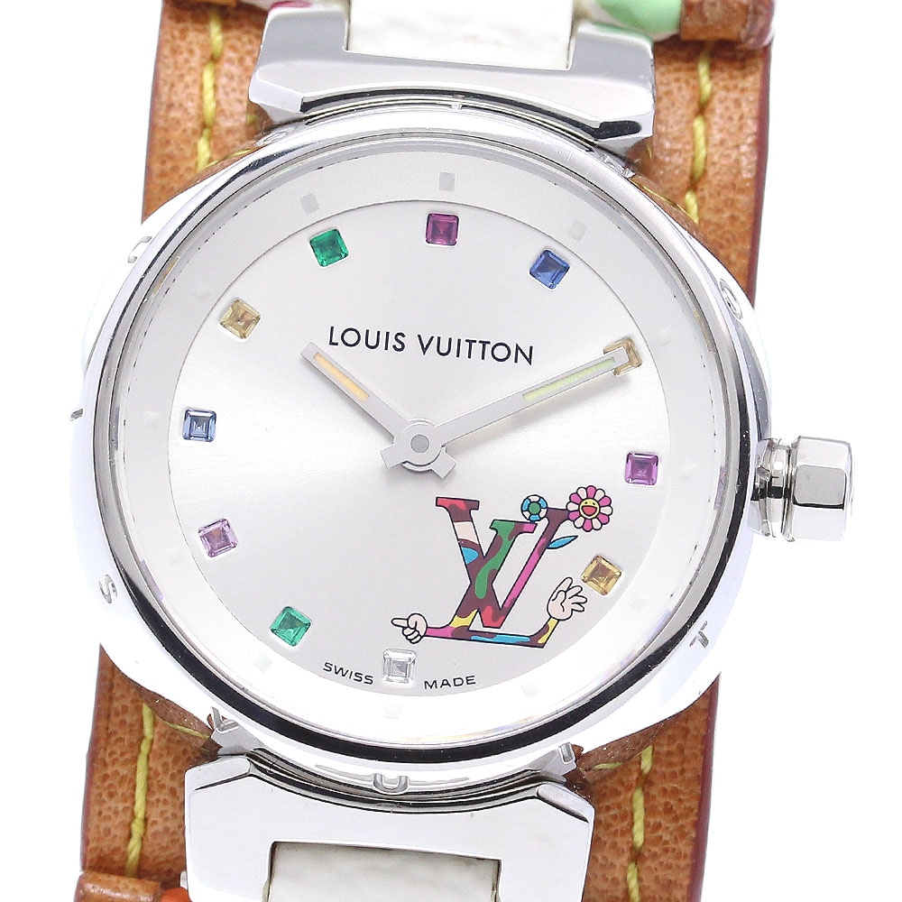 ルイ・ヴィトン LOUIS VUITTON Q12130 タンブール 村上隆コラボ 500本限定 マルチカラー クォーツ レディース 箱付き_842380【中古】
