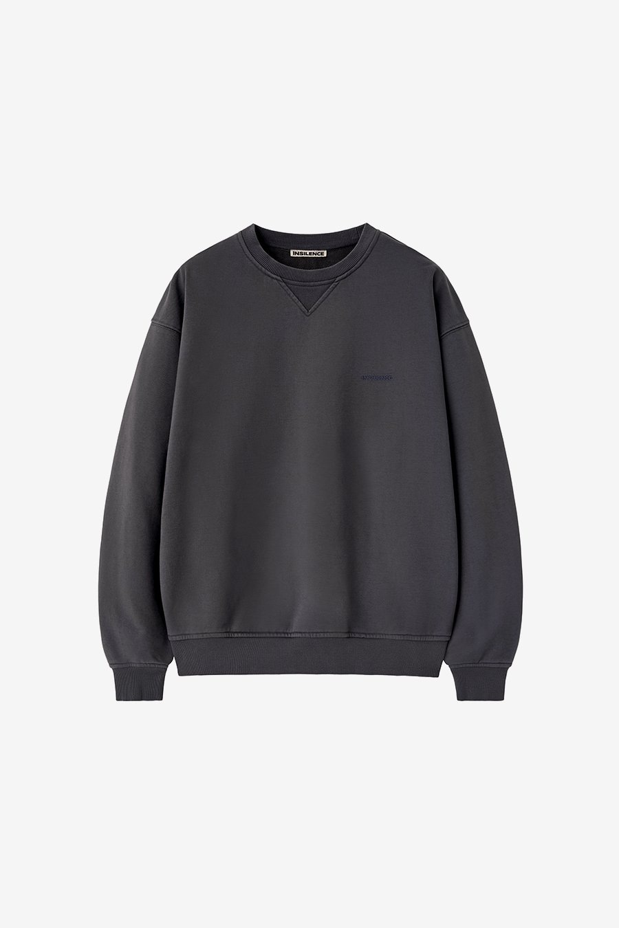 【INSILENCE】 WASHED LOGO SWEAT SHIRT : WASHED CHARCOAL