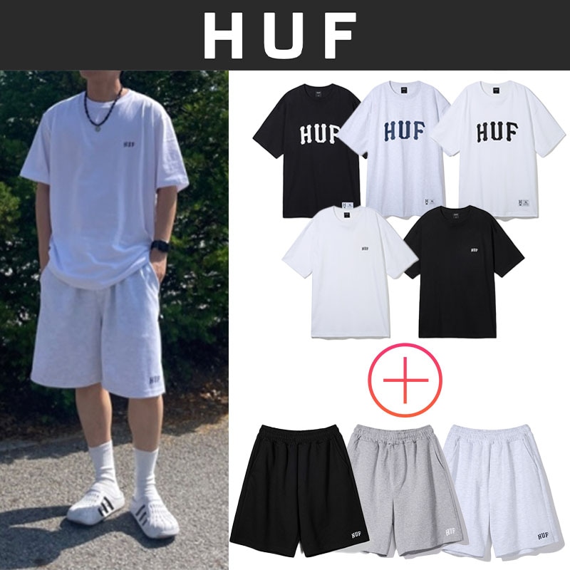 HUF [SET]SMALL/ARCH LOGO TEE+SMALL ARCH LOGO SWEAT SHORTS 関税なし 上下セット