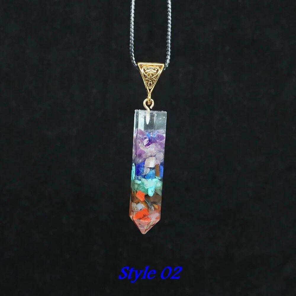 7チャクラストーン ペンダントネックレス レトロ チャクラヒーリング エネルギークリスタル 天然石ペンデュラム 女性用 ヨガ 瞑想 ギフト カラー：スタイル02 商品名：直径50mm 50個入り