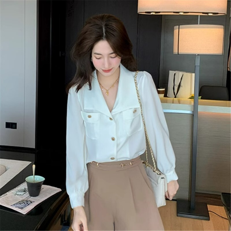 トップス シャツ ブラウス 袖あり 長袖 POLO襟 かわいい 大人可愛い きれいめ シンプル カジュアル 大人 上品 おしゃれ お洒落 かっこいい レトロ 大人女子 こなれ感 ラフ スポーティー