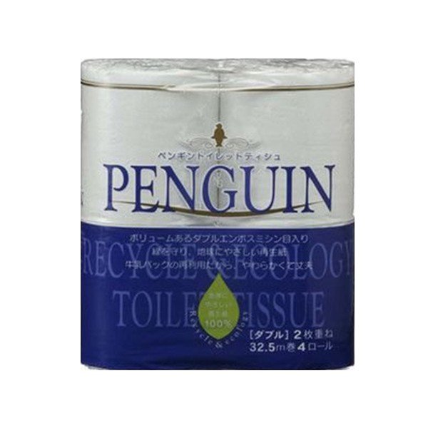 トイレットペーパー 丸富製紙 ペンギン ダブル32.5m 4ロール入り X24パック