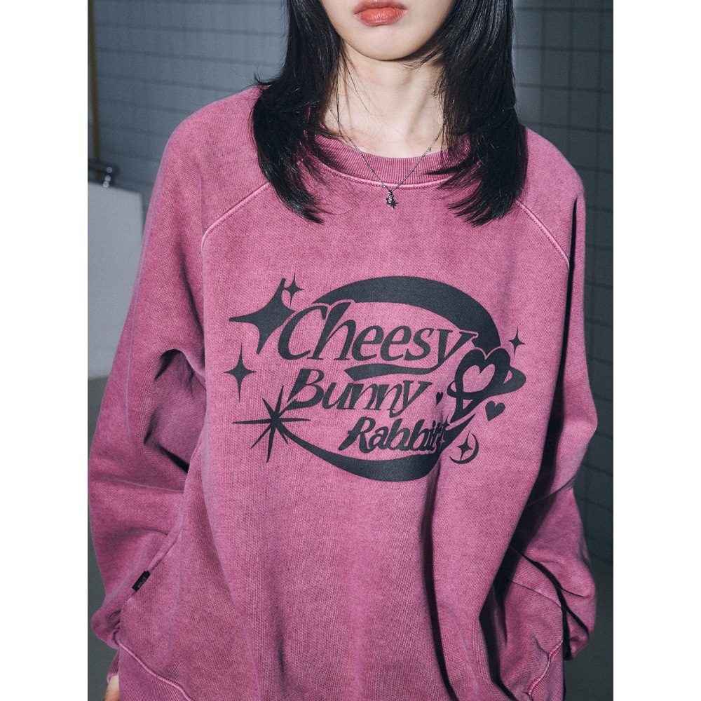 CPGN Cheesy Bunny ラグランピグメントスウェットシャツダスティピンク