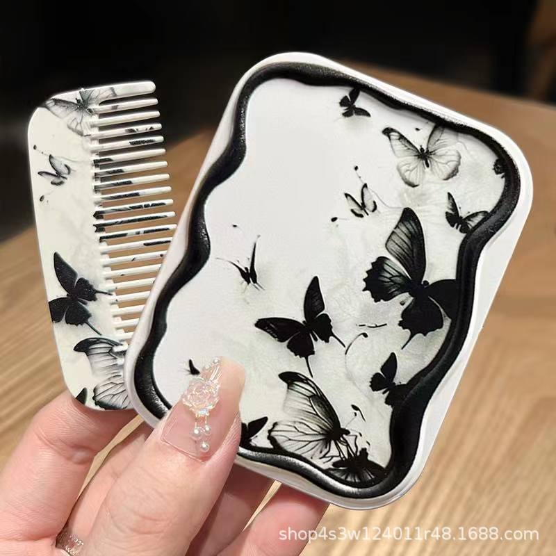 【1つ買うと10個もらえる】メガ割高容貌値ミラー学生ポータブル化粧鏡折りたたみ可能ミラー櫛一体ハンディミラーY 10-264