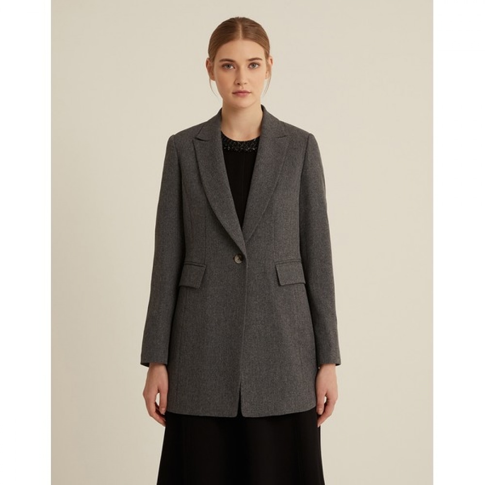 [オリビア・ローレン] ワンボタンミドル丈ジャケット_Vocfuxs2231