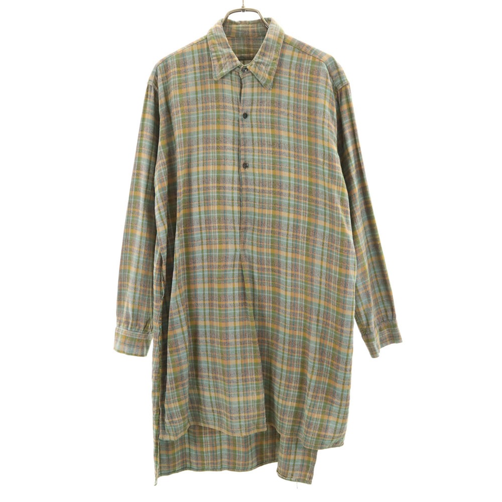 ヴィンテージ 60s グランパ チェック柄 長袖 シャツワンピース 水色 他 VINTAGE レディース
