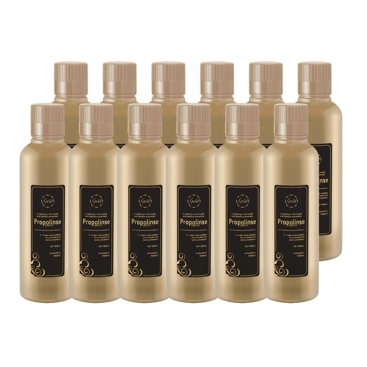 メガ割 マウスウォッシュ 600ml ゴールド 12本セット 口臭予防 キシリトール 配合 洗口液 デンタルウォッシュ ヒアルロン酸 まとめ買い